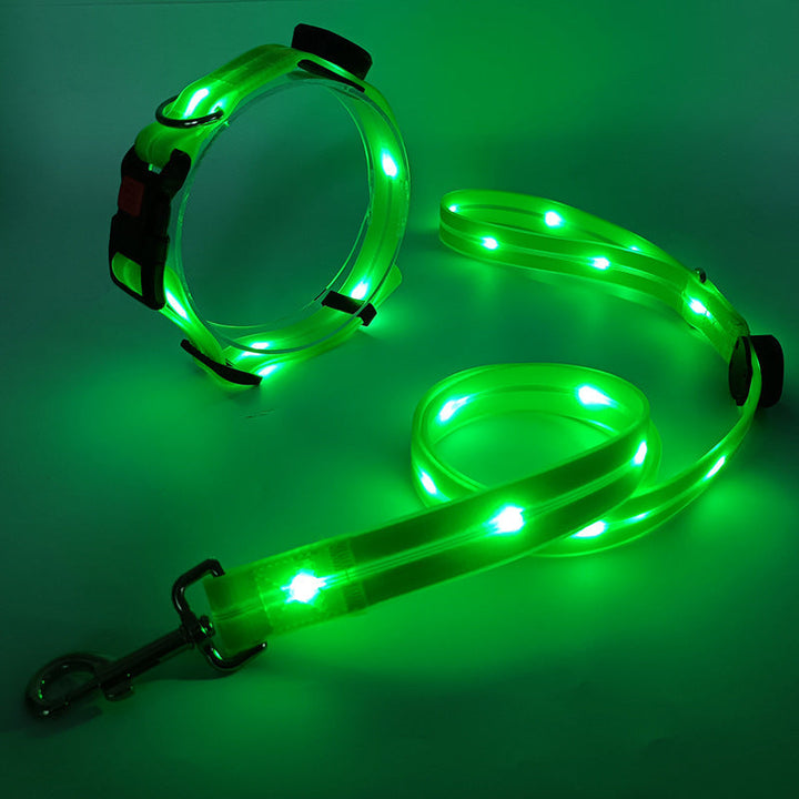 Glowing LED Dog Collar with Leash - NightBright Azura