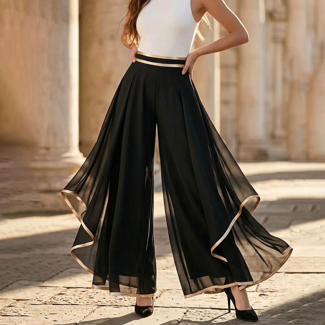Florenza – Wide-Leg Pants with Gold Trim