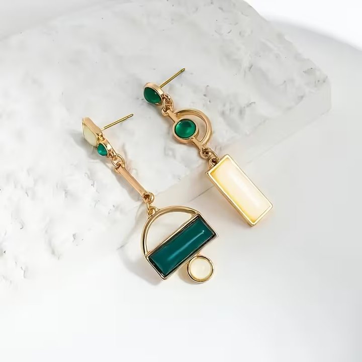 Emerald Geometry Earrings