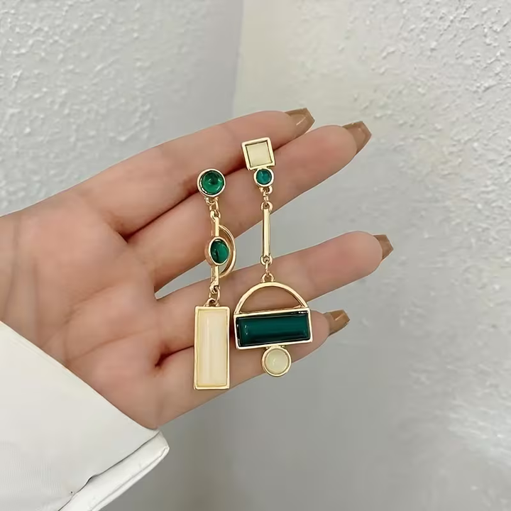 Emerald Geometry Earrings
