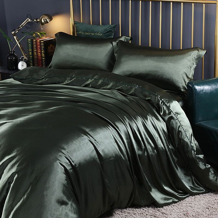 4-piece luxury set silk/satin bedding - 2x pillowcases and fitted sheet Bowlift