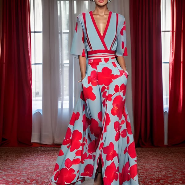 Jamie - Elegant Dress With Flower Pattern
