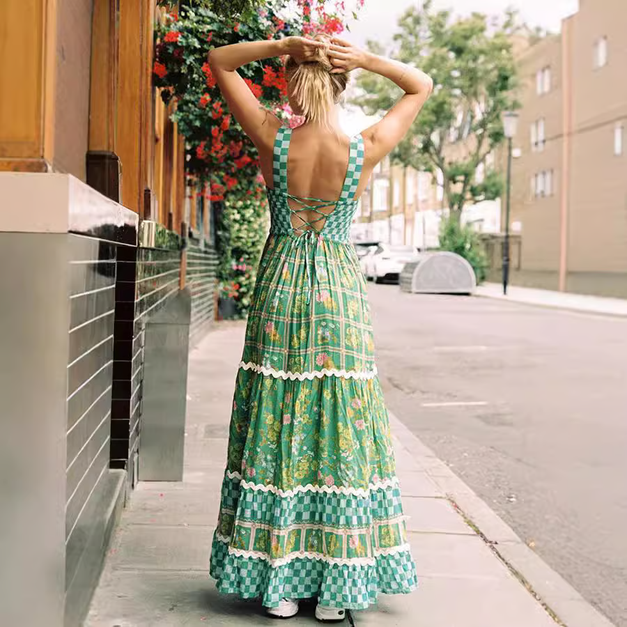 Basil - Sunshine Dreams Boho Maxi Dress