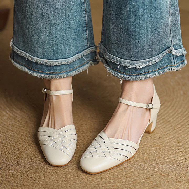 Éliane Leather Block Heels
