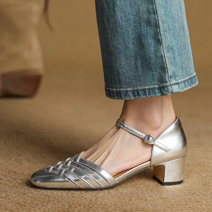 Éliane Leather Block Heels