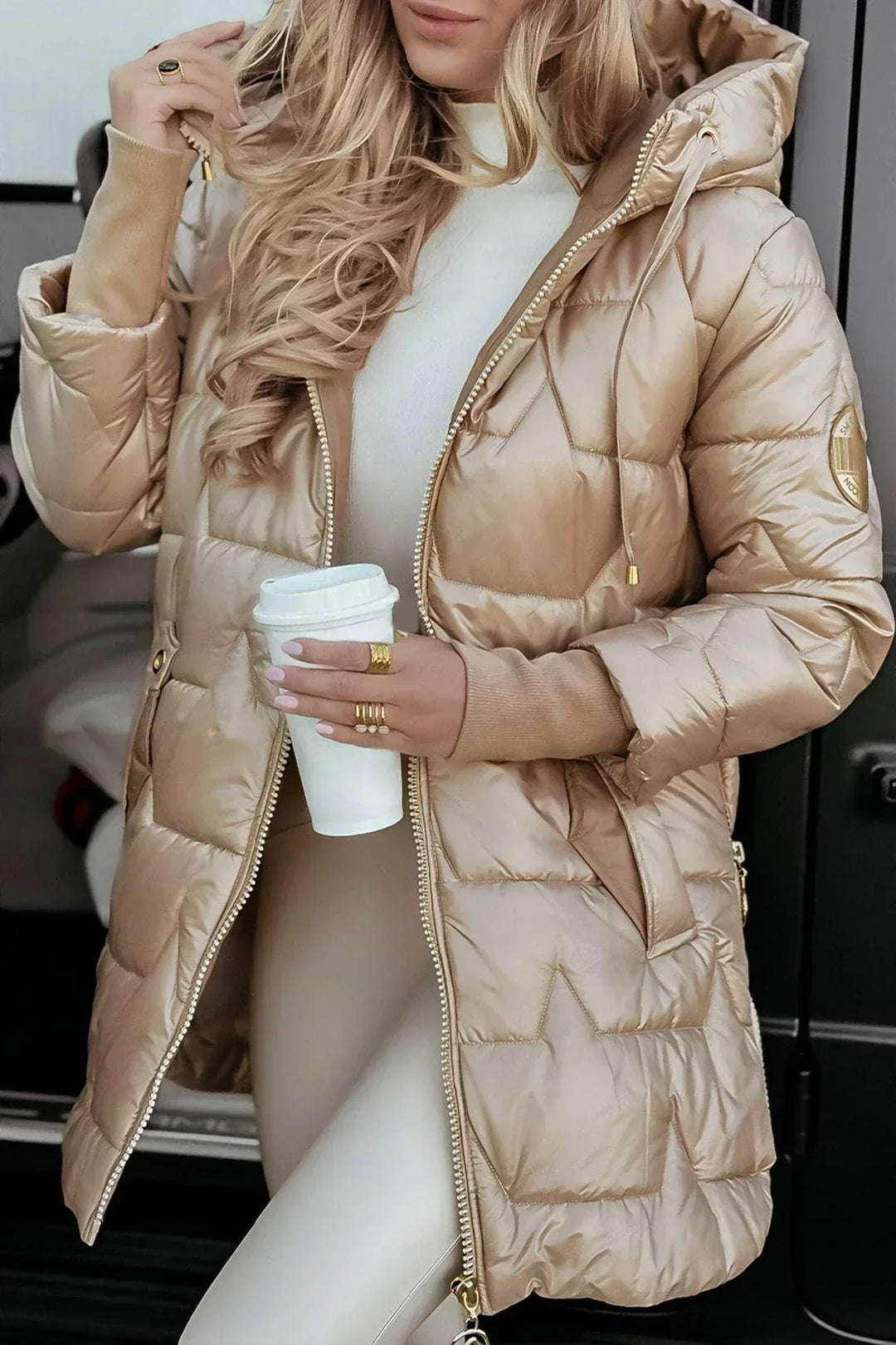 Lina™ | Long, Warm Quilted Jacket with a Generous Hood