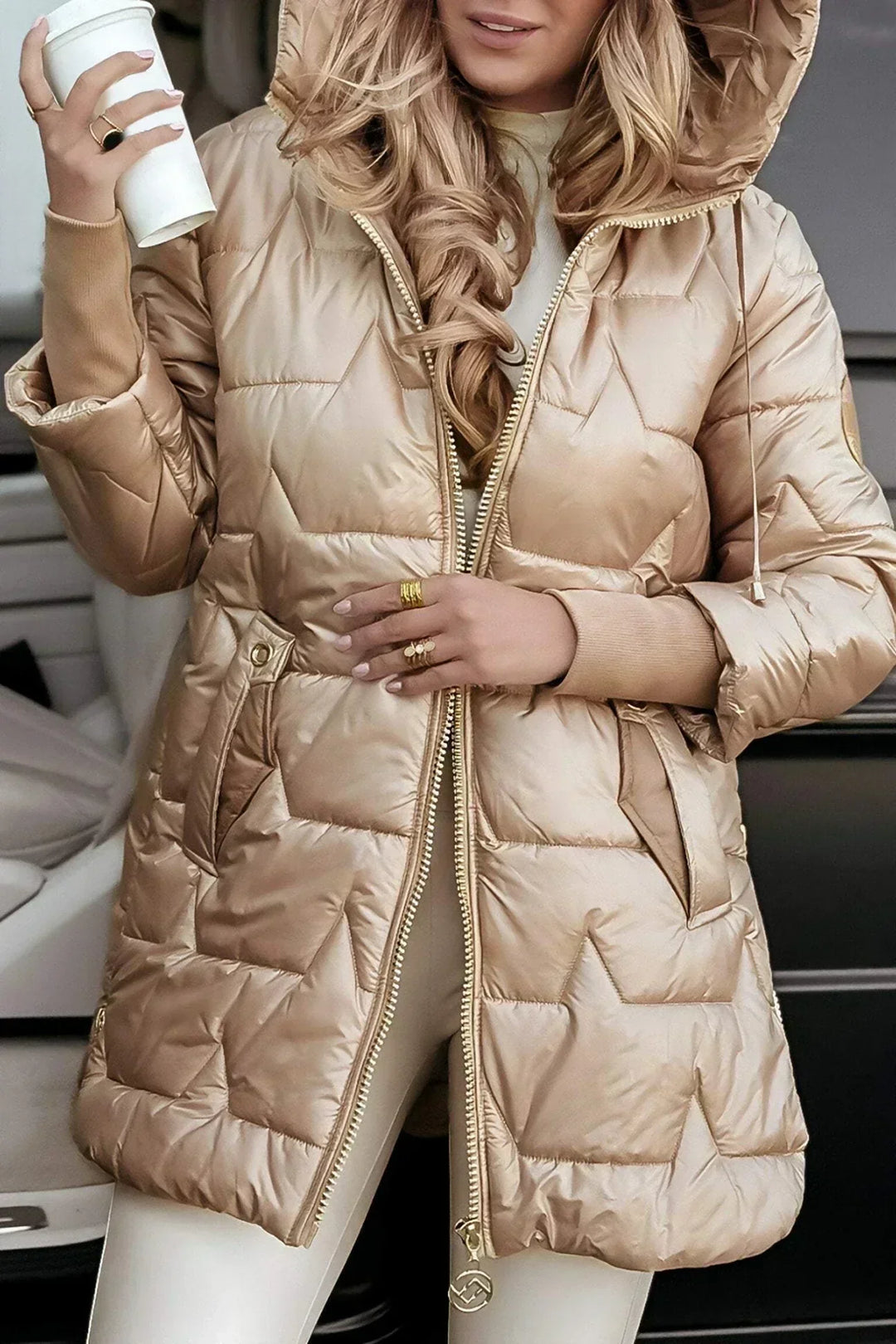 Tina™ | Long, Warm Quilted Jacket with a Generous Hood