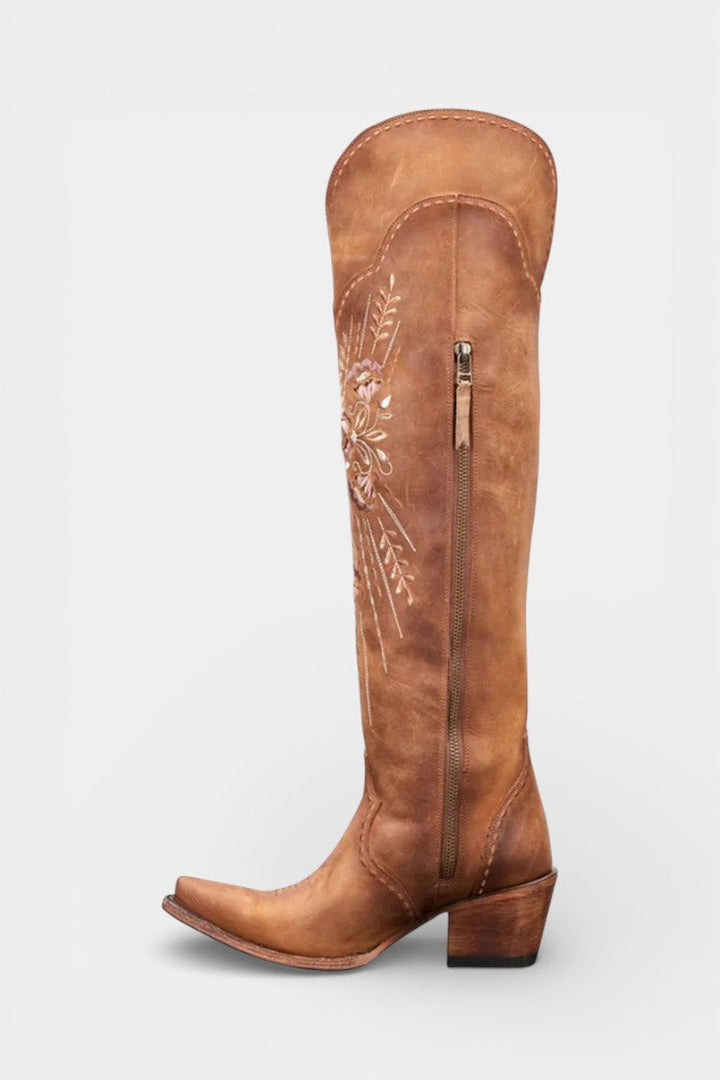 Antonine Vintage Western Lace-Up Boots with Embroidery