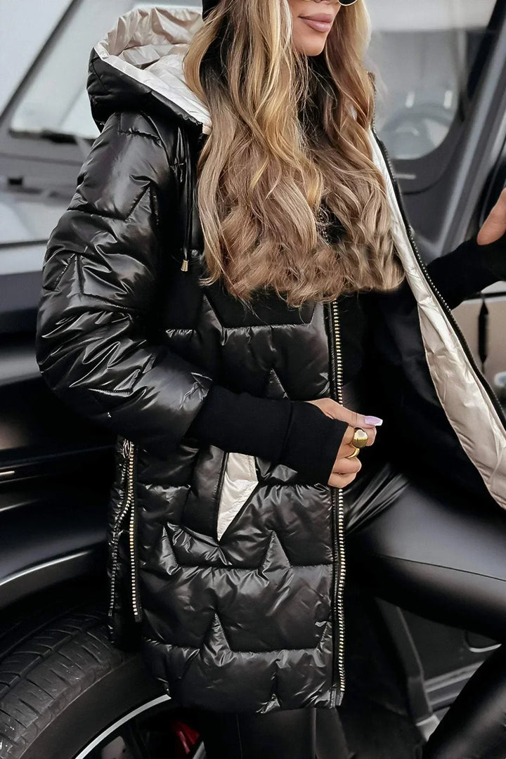 Tina™ | Long, Warm Quilted Jacket with a Generous Hood