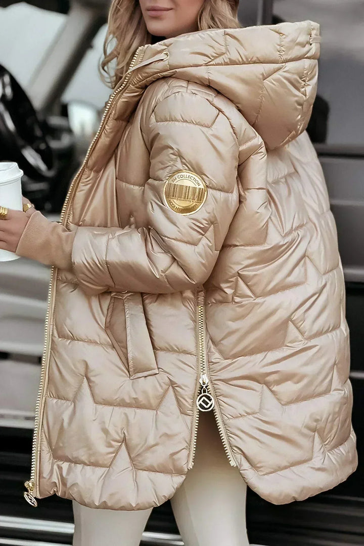 Lina™ | Long, Warm Quilted Jacket with a Generous Hood