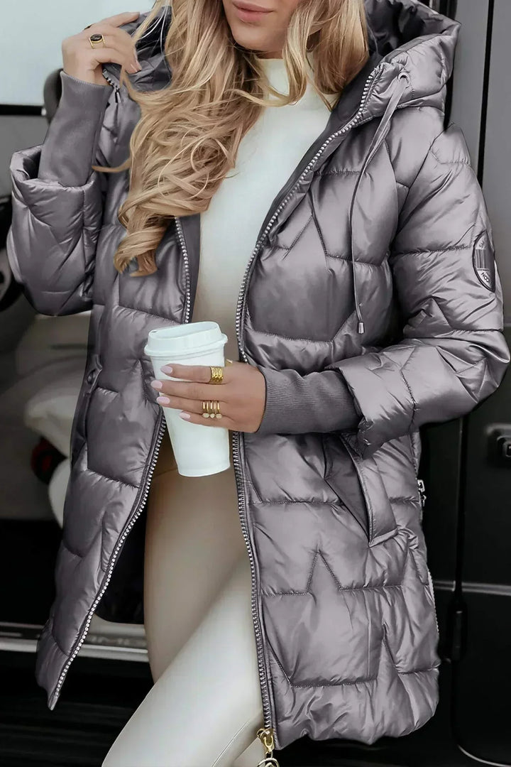 Lina™ | Long, Warm Quilted Jacket with a Generous Hood