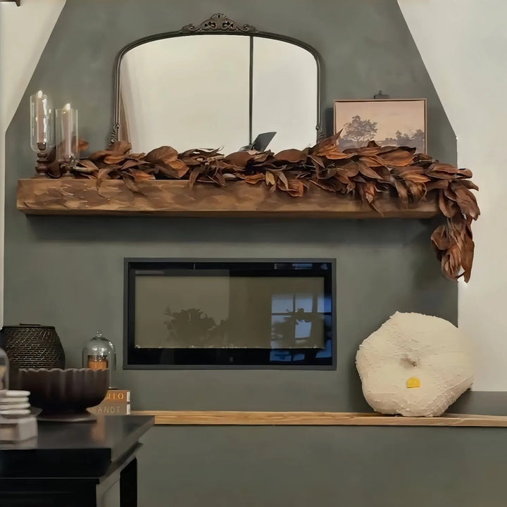 Azura | Brown Magnolia Leaf Garland – realistic autumn decoration for indoor and covered outdoor areas