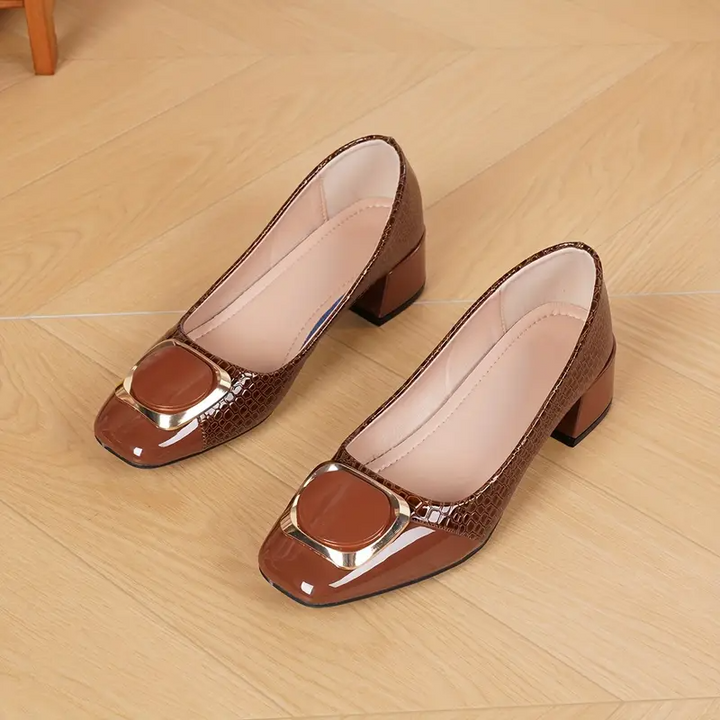 VALERIA – ELEGANT TEXTURED BLOCK HEEL PUMPS