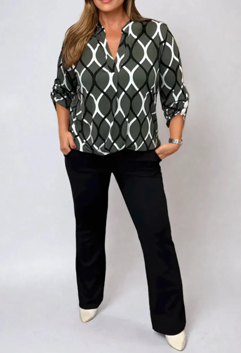 SAVANNAH – MODERN TWIST V-NECK BLOUSE