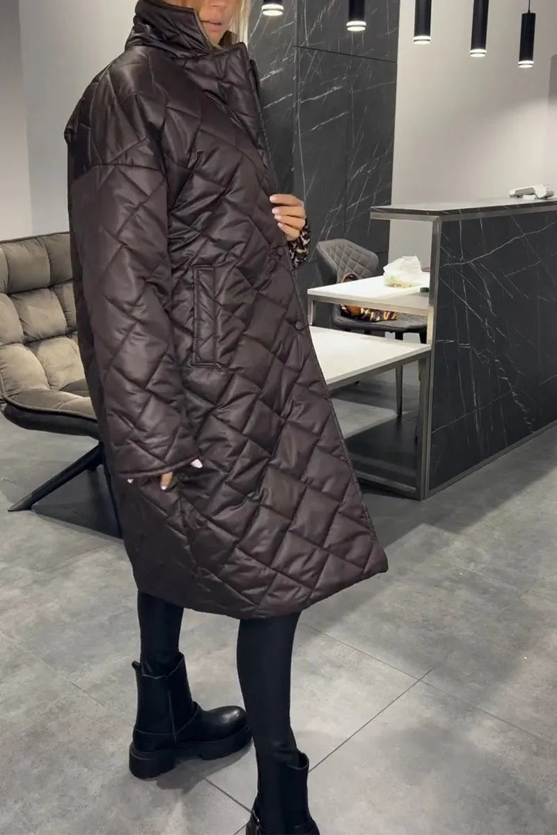 Anais | Quilted Coat with Leopard Lining