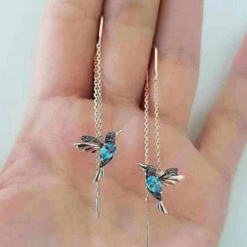 Hummingbird and zirconia earrings