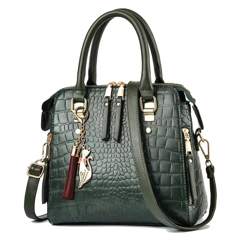Crocodile-Embossed Leather Bag