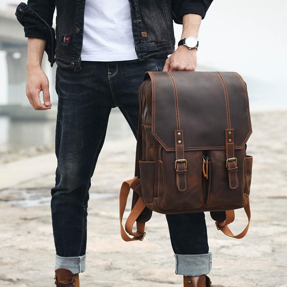 Brown Leather Backpack | BOSTON