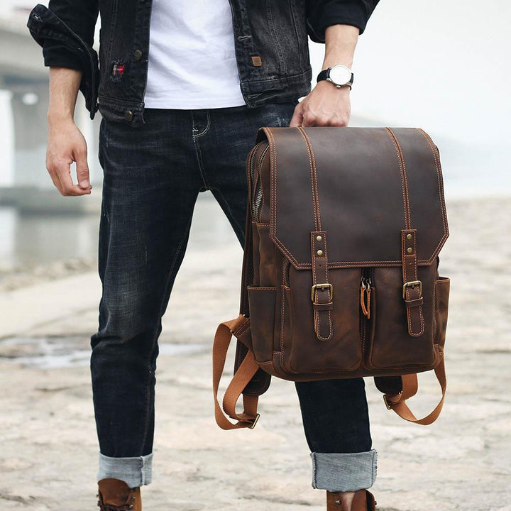 Brown Leather Backpack | BOSTON
