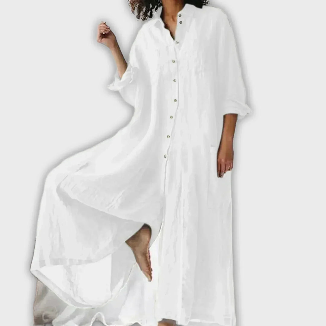 CECILIA – RELAXED BUTTON-DOWN MAXI DRESS