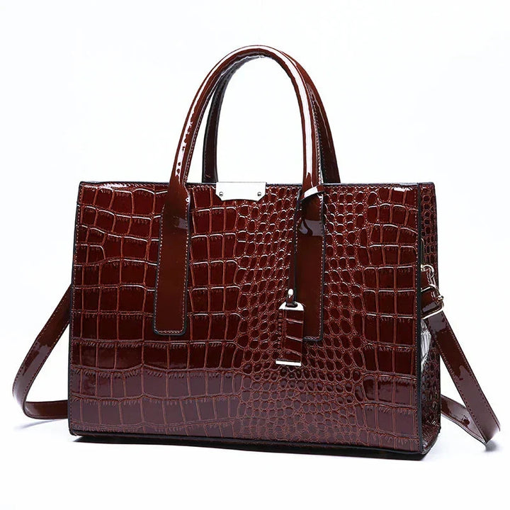 New York Crocodile-Print Leather Handbag