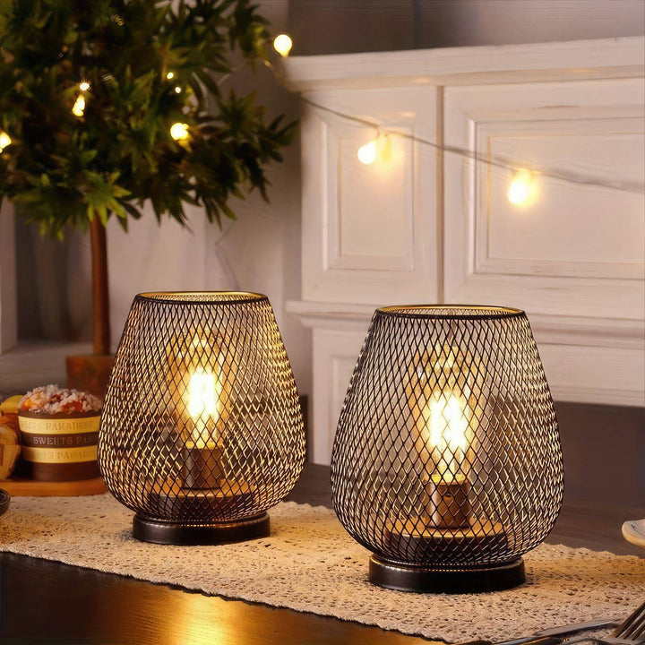 BowLift | RusticMesh Table Lamp Set – Industrial Style and Atmospheric Lighting