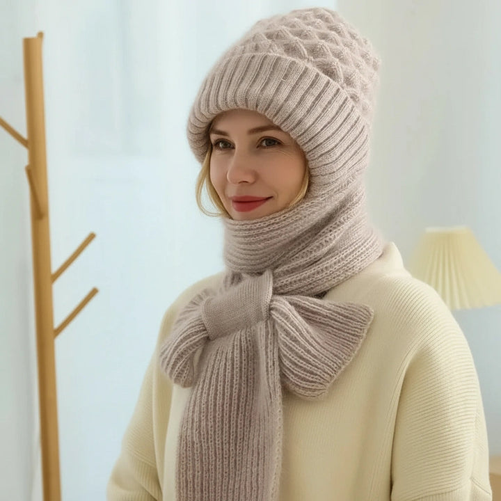 Fleece-Lined Windproof Hat & Scarf with Integrated Ear Protection