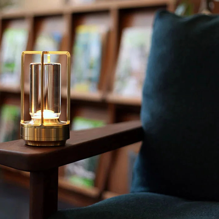 BowLift | Ambient Lantern Cordless Rechargeable Small Night Table Lamp Gold