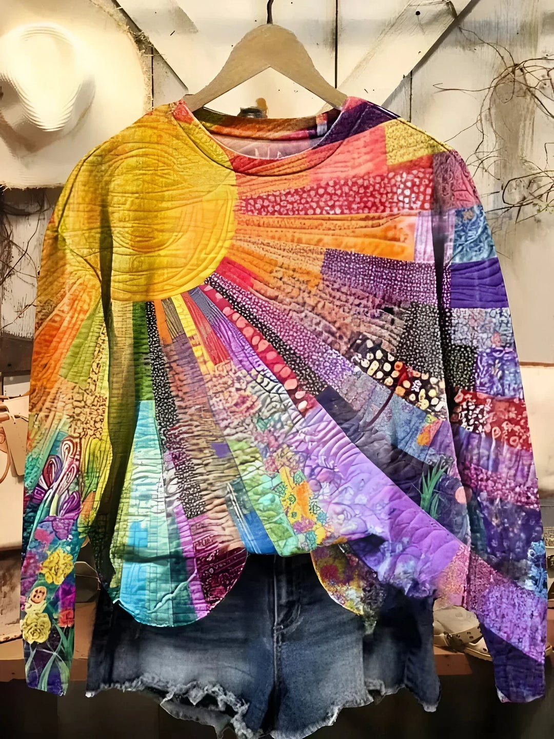 Arden - Colorful Sun Collage Sweatshirt