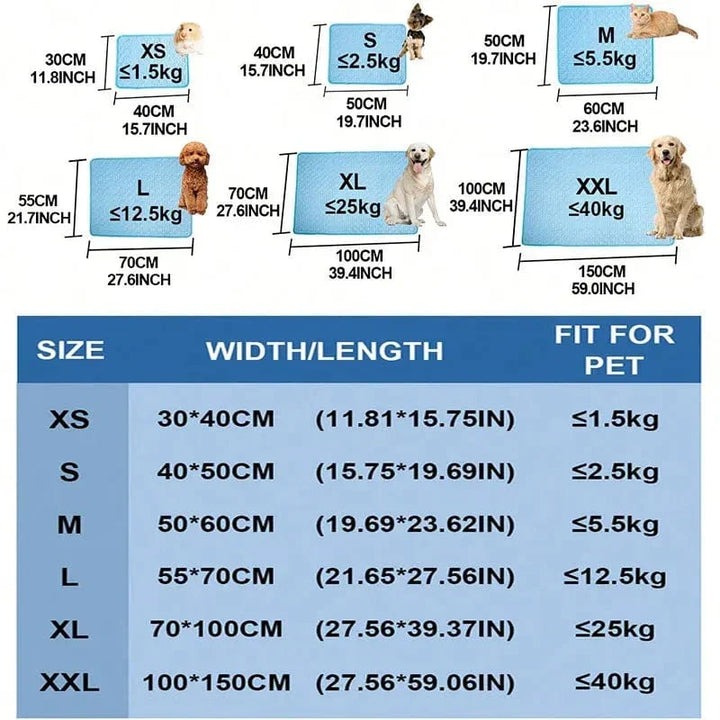 Dogs Self Cooling Mat Pet Cat Cooling Mat And Sleeping Pad For Pets Summer Cool Pads Blanket Washable Ice Silk Breathable Mat | Azura