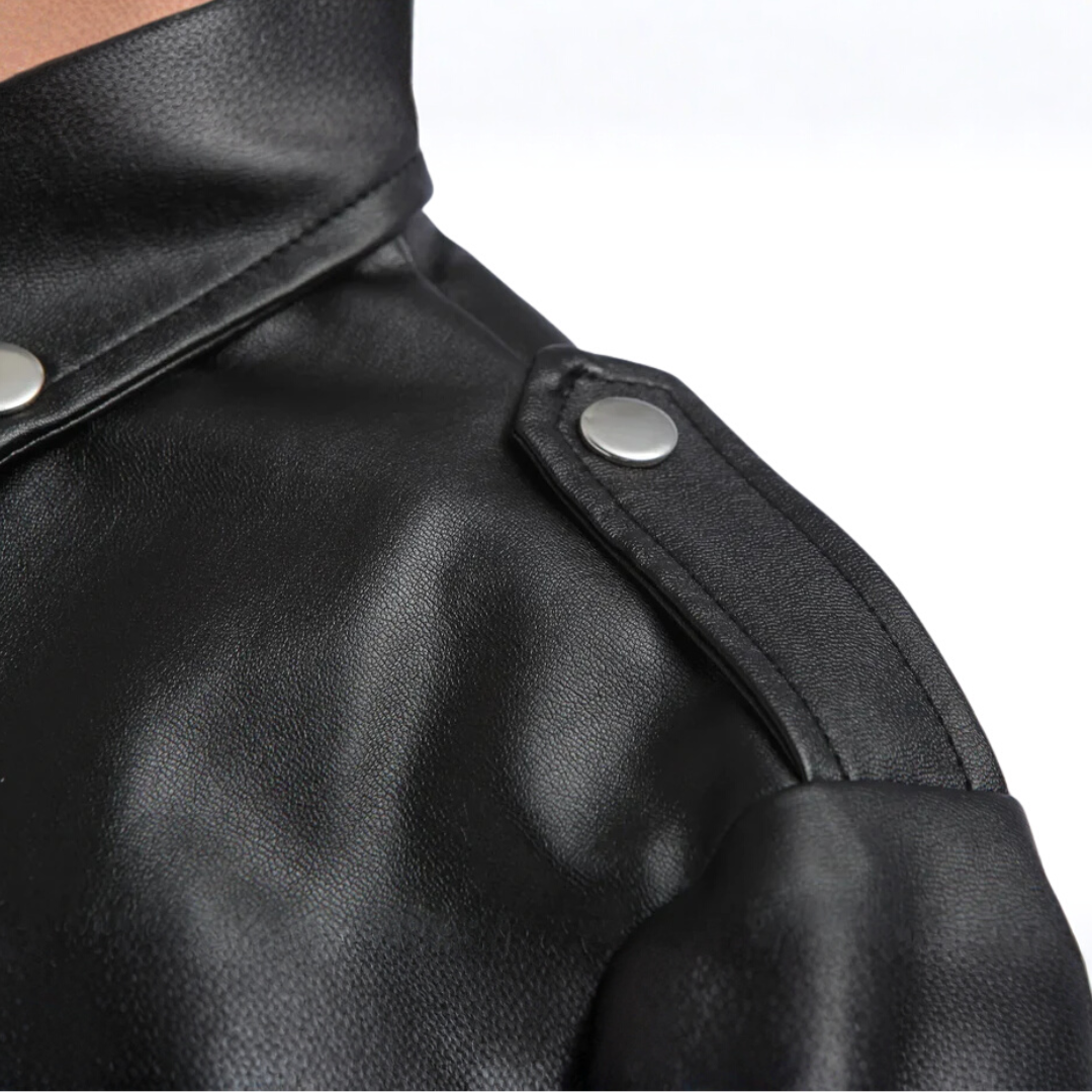 RYDER – CLASSIC BLACK LEATHER BIKER JACKET
