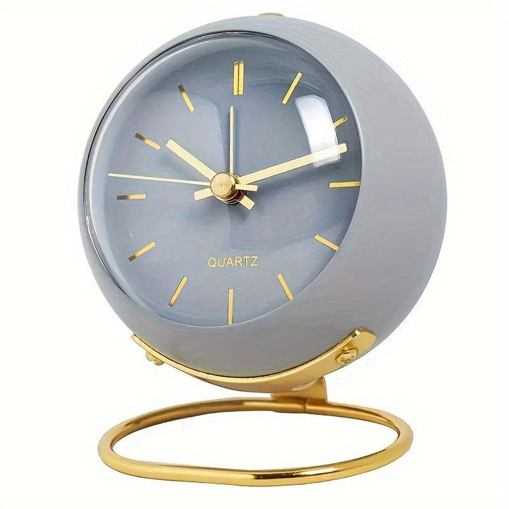 BowLift | Buzzley Retro Silent Alarm Clock – Vintage Metal Analogue Clock with Night Light