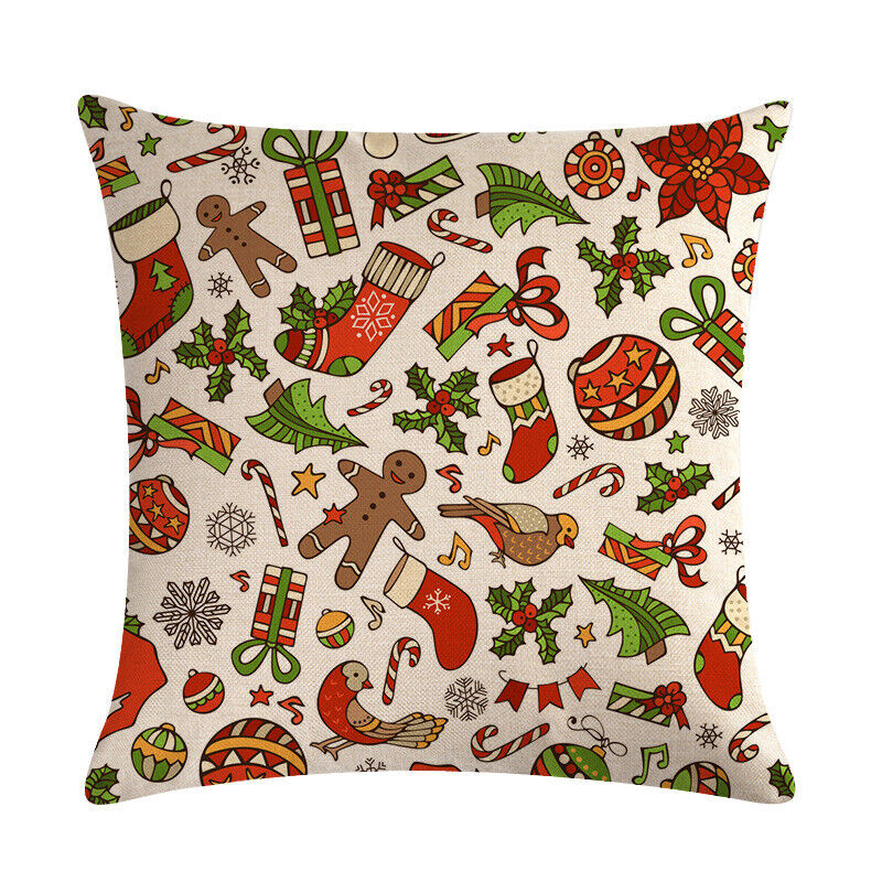 18" Cojines Merry Xmas Couch Throw Pillow Cover Case Home Sofa Decor Pillowslip Bowlift