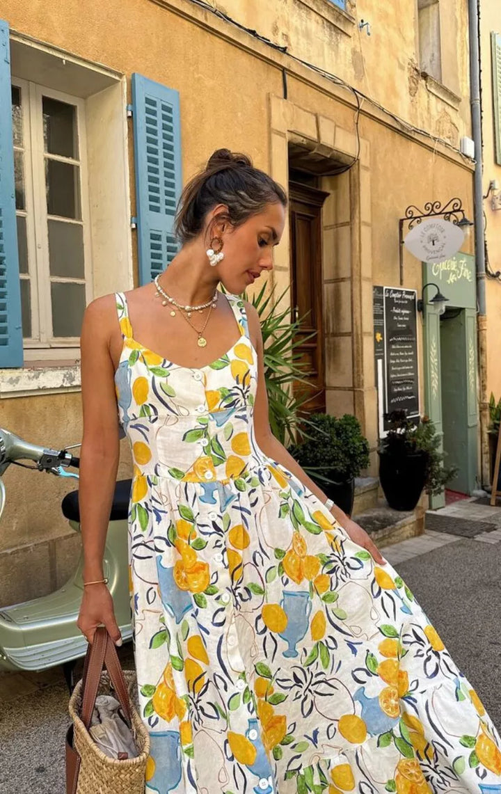 Marseille Lemon Midi Dress
