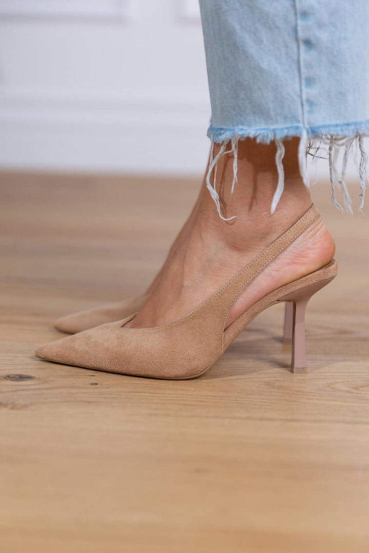 Marlena™ | Nude Slingback Heels with Thin Heel