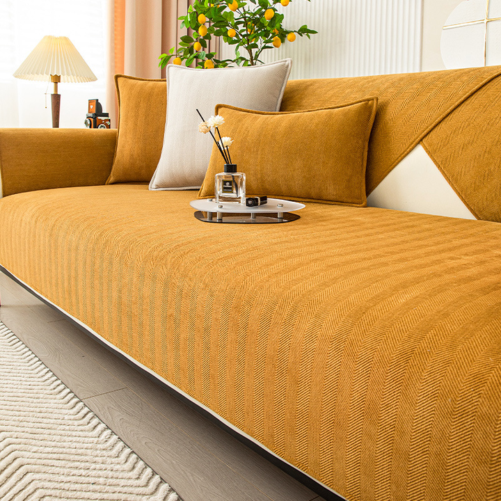 Herringbone Chenille Fabric Furniture Protector Sofa Cover | Bowlift