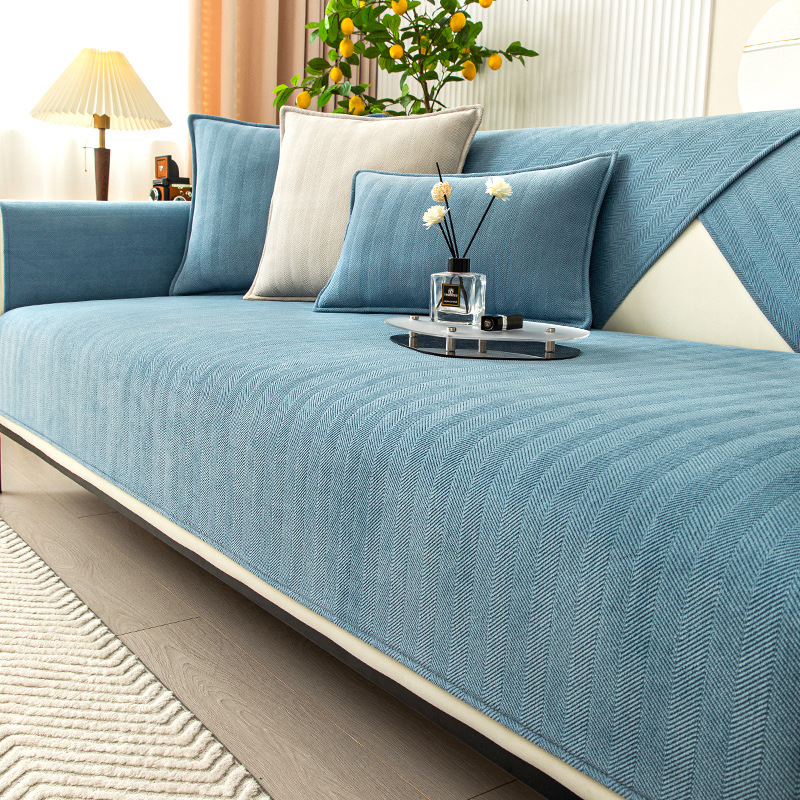 Herringbone Chenille Fabric Furniture Protector Sofa Cover | Bowlift