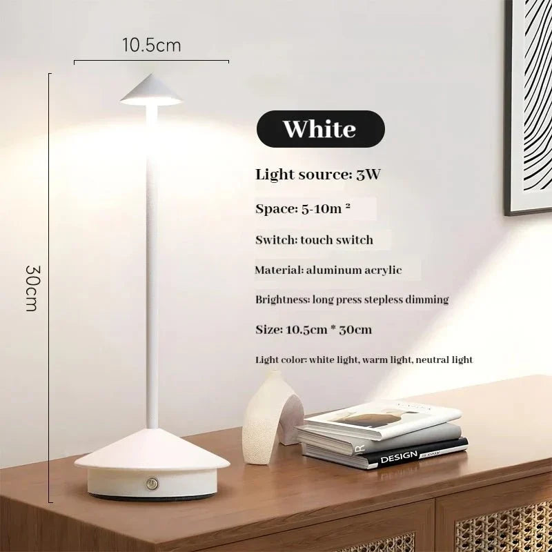 BowLift | Elegant rechargeable metallic table lamp