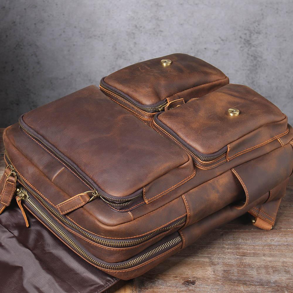 Brown Leather Backpack | BOSTON