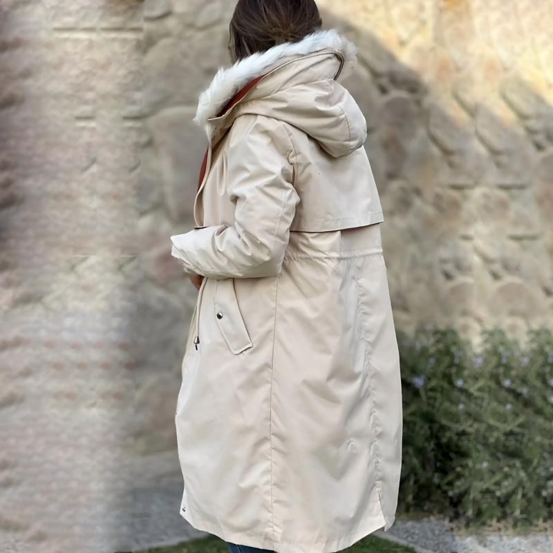 Azura | Winter coat with hood and fur collar, casual parka for women