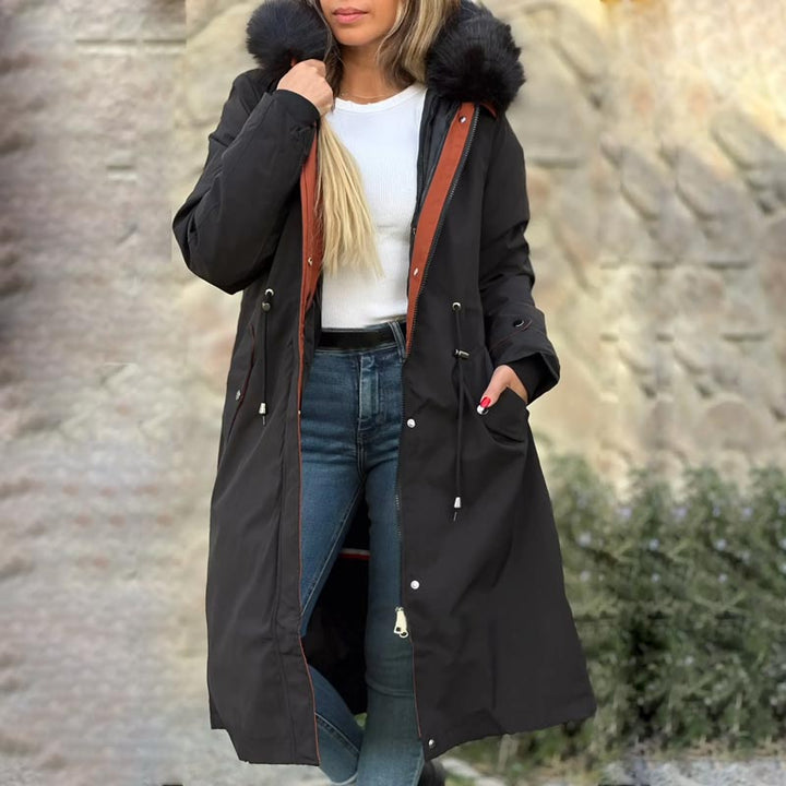 Azura | Winter coat with hood and fur collar, casual parka for women