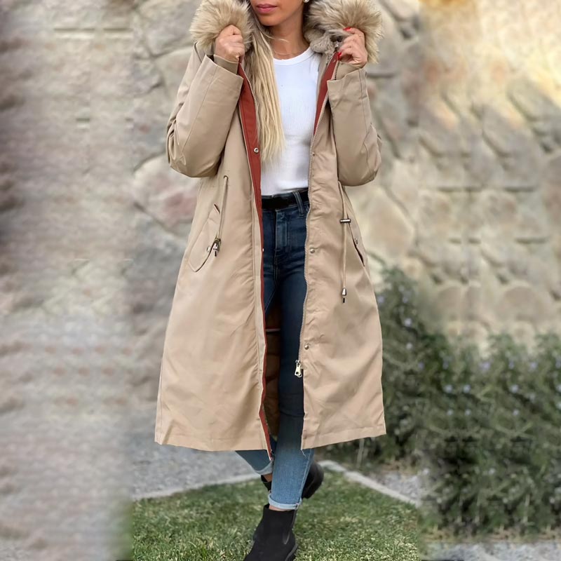 Azura | Winter coat with hood and fur collar, casual parka for women