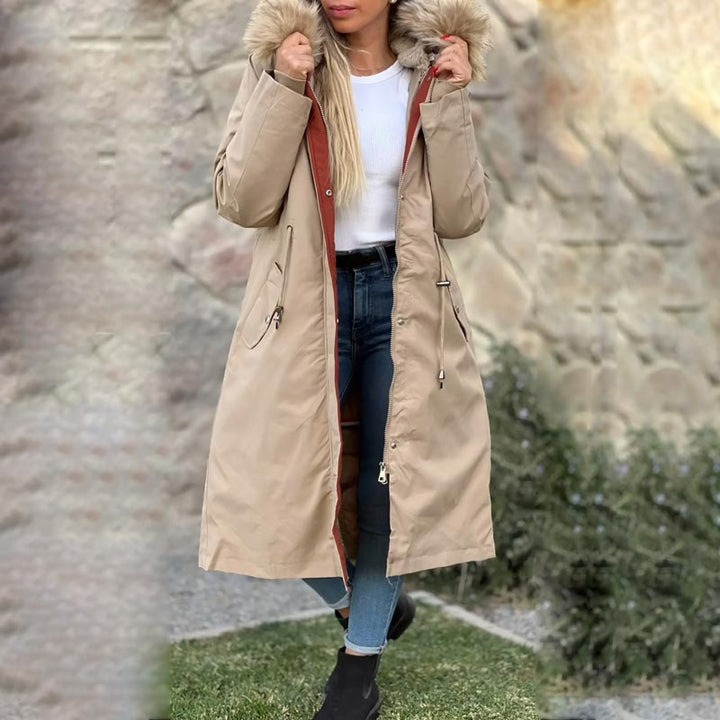 Azura | Winter coat with hood and fur collar, casual parka for women