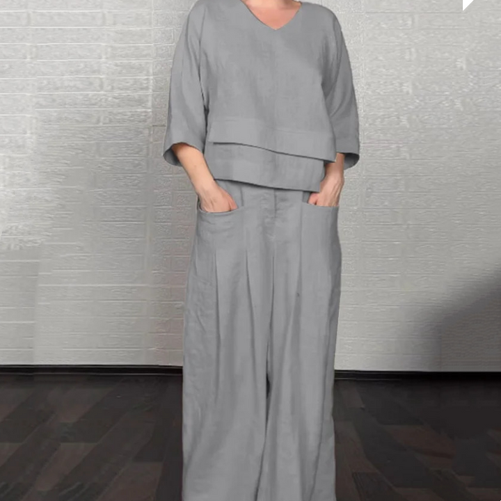 Louna - Elegant Cotton And Linen Two Piece Suit