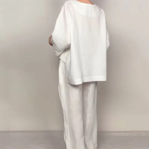 Louna - Elegant Cotton And Linen Two Piece Suit
