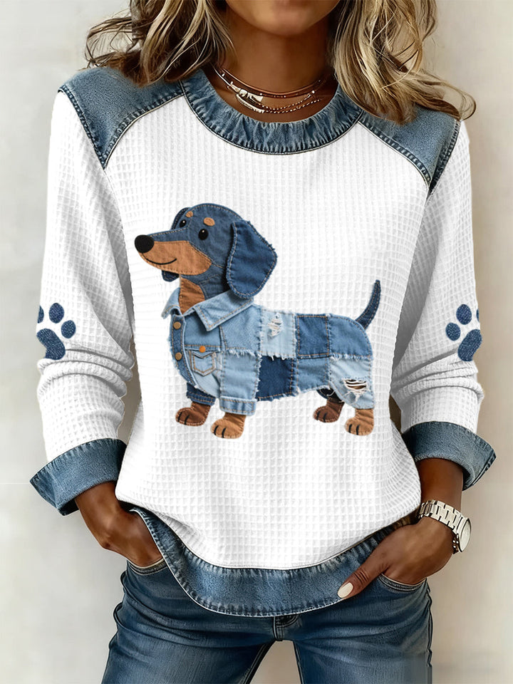 Calyné™ | Soft Patchwork Puppy Blouse