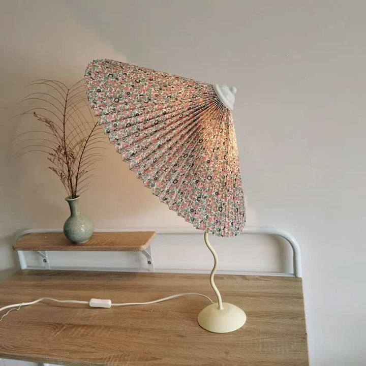 BowLift | Squiggle Umbrella Table Lamp – Modern Twirl Design with Chrome Finish