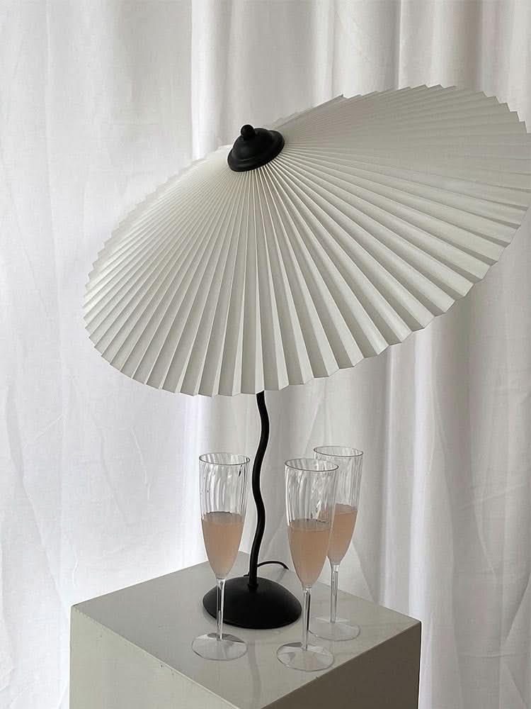 BowLift | Squiggle Umbrella Table Lamp – Modern Twirl Design with Chrome Finish
