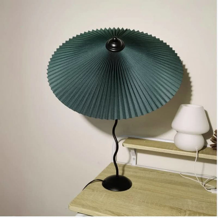 BowLift | Squiggle Umbrella Table Lamp – Modern Twirl Design with Chrome Finish