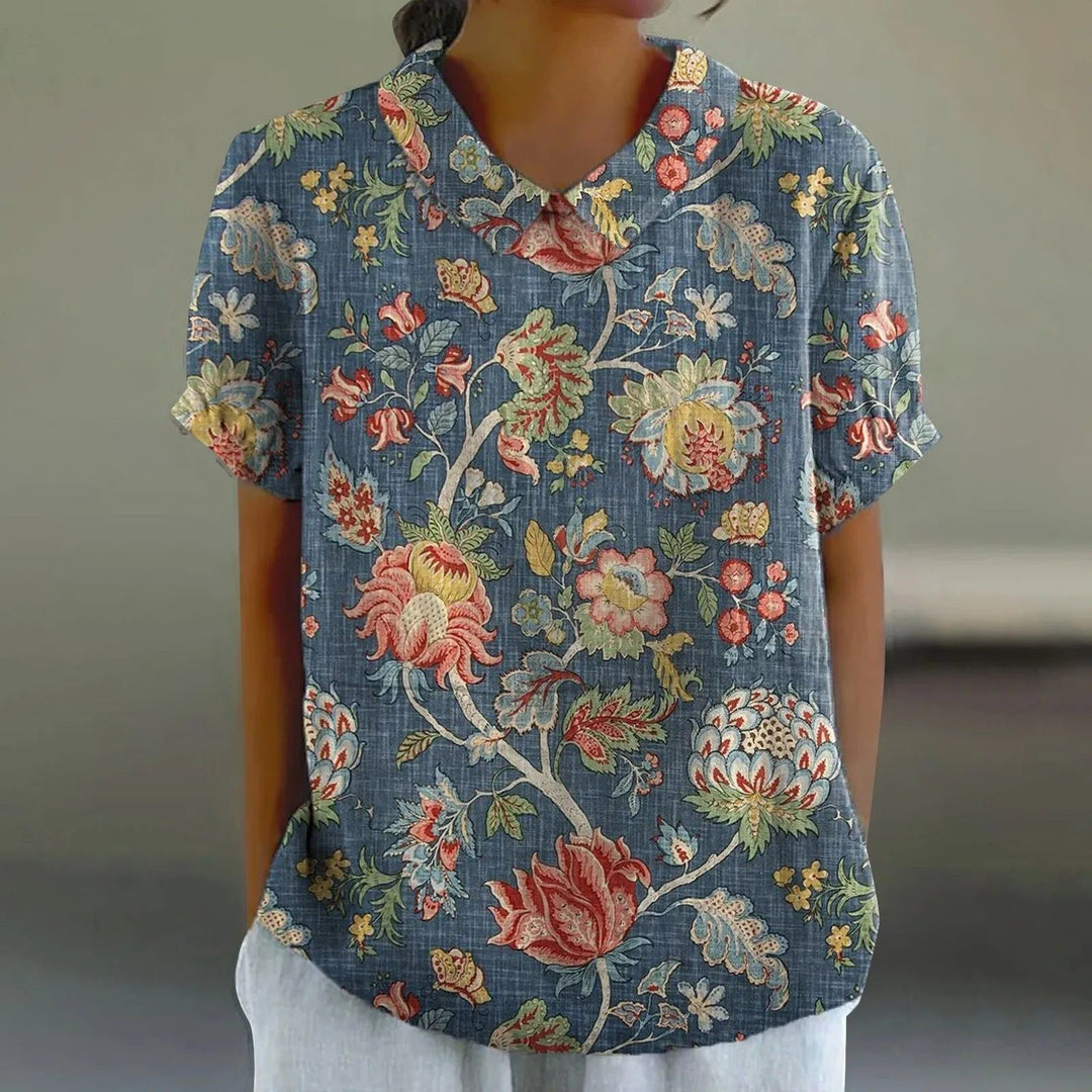 Saskia | Women's Chinoiserie Floral Print Blouse